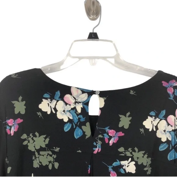 J Jill Wearever Perfect Black Floral Ballet Sleeve Dress Size 2X - Picture 7 of 16